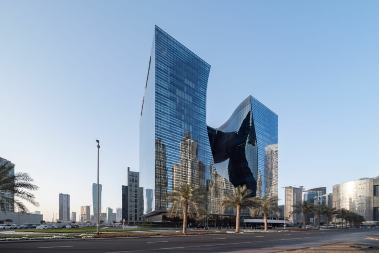 The Opus Tower in Dubai with its modern architecture