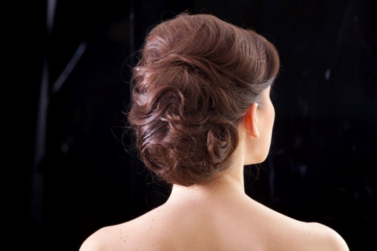 Pinned-up hair style with Hairdreams hair